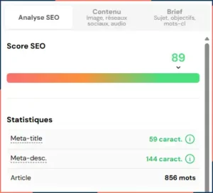 WISEWAND SCORE D'OPTIMISATION SEO